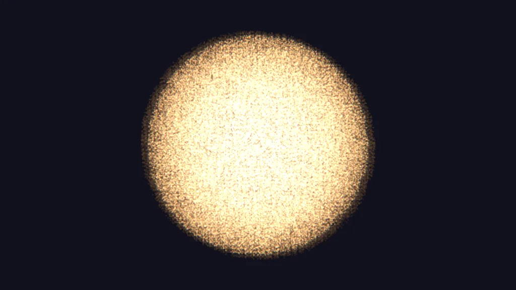 A wide, warm sphere of particles